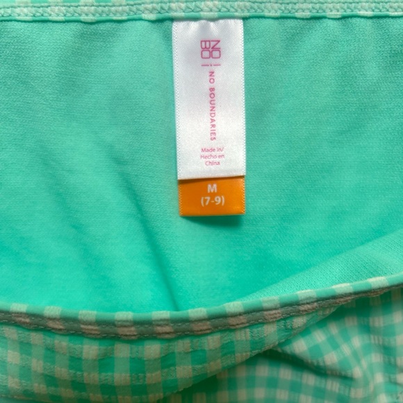 No Boundaries Bathing Suit Set Flannel Teal Size Large Top Size Medium Bottoms - Picture 2 of 3